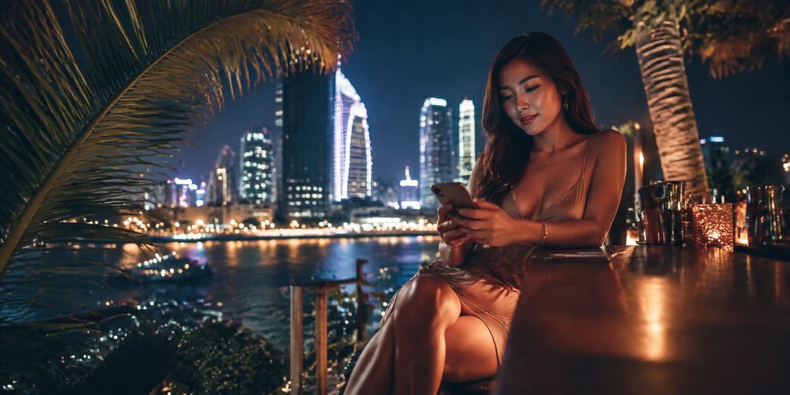 Giao diện casino neon trên điện thoại di động tại TP.HCM về đêm