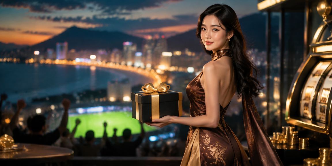 Phụ nữ mặc áo dài tại Quy Nhơn chơi slot game trên điện thoại bên bờ biển